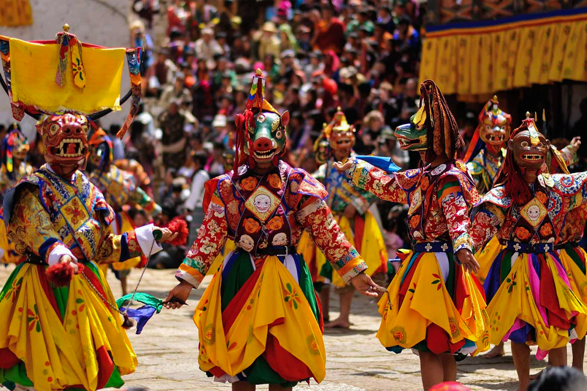 Masked Dancer during Paro Tsechu Festival Bhutan